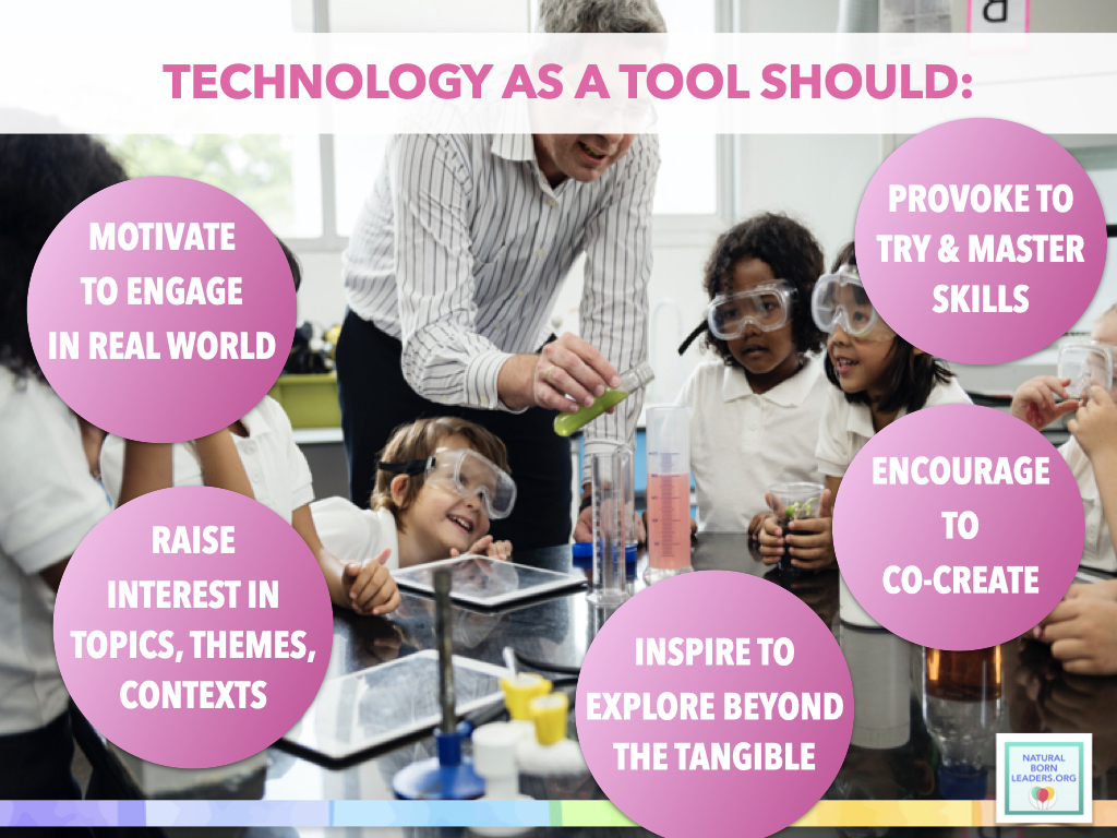 infographic image describing how technology in education should support experiential holistic learning 