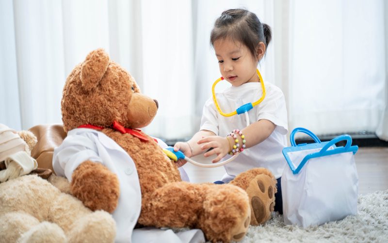 role play corner girl playing doctor