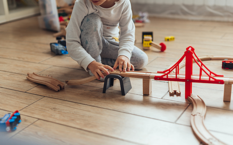 construction play early childhood  building a bridge